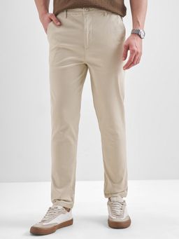 HIGHLANDER - Men CreamMid Rise Slim Ankle Length Pant