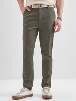 HIGHLANDER - Men Olive Blue Mid Rise Slim Ankle Length Pant