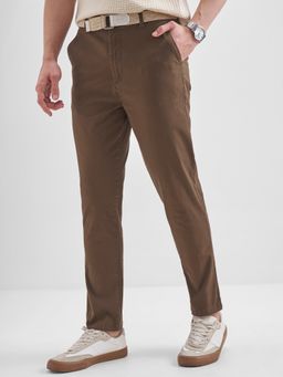 HIGHLANDER - Men Brown Mid Rise Slim Ankle Length Pant