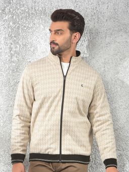 CRIMSOUNE CLUB - Men's Beige Printed Reversible Jacket