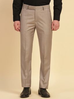 Cantabil - Men's Beige Textured Pant