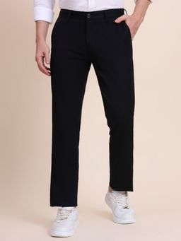JadeBlue - Men Black Cotton Lycra Slim Pant