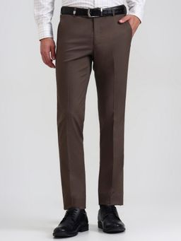 JB Studio - Brown Solid Formal Pant