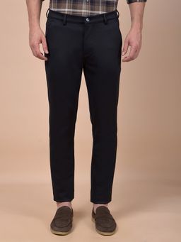 CRIMSOUNE CLUB - Men's Navy Blue Solid Knitted Pant