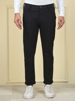 CRIMSOUNE CLUB - Men's Navy Blue Checked Knitted Pant