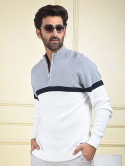 CRIMSOUNE CLUB - Men's Grey Colour-Block Sweater
