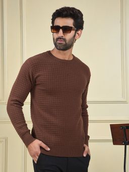 CRIMSOUNE CLUB - Men's Brown Jacquard Sweater