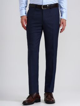 JadeBlue - Men Navy Blue Blended Slim Pant