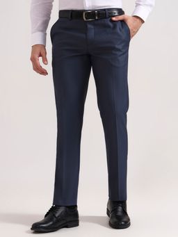 Greenfibre - Men Navy Blue Viscose Blend Slim Pant