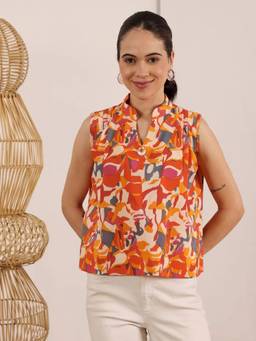 Lative Colours Of Fashion - Women Multi-Color Bold Floral Fiesta Top
