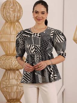 Lative Colours Of Fashion - Women Black Bold Patterns Top