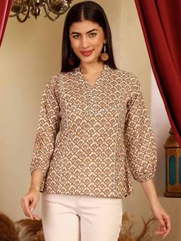Lative Colours Of Fashion - Women Beige Rustic Rhythm Top