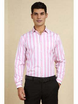 Allen Solly - Men Pink Slim Fit Stripes Full Sleeves Formal Shirt