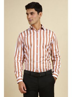 Allen Solly - Men Brown Slim Fit Stripes Full Sleeves Formal Shirt