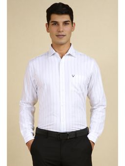 Allen Solly - Men White Slim Fit Stripes Full Sleeves Formal Shirt