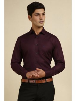 Allen Solly - Men Wine Slim Fit Textured Full Sleeves Formal Shirt