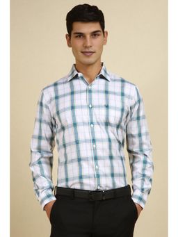Allen Solly - Men White Slim Fit Checks Full Sleeves Formal Shirt