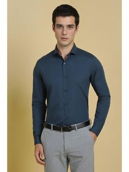 Allen Solly - Men Navy Blue Slim Fit Print Full Sleeves Formal Shirt