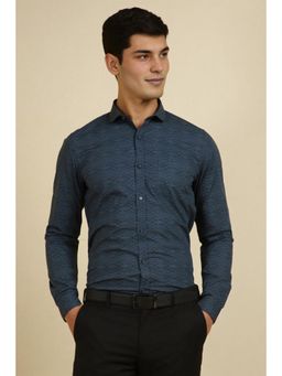 Allen Solly - Men Navy Blue Slim Fit Print Full Sleeves Formal Shirt
