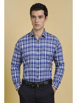 Allen Solly - Men Blue Slim Fit Checks Full Sleeves Formal Shirt