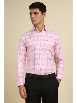 Allen Solly - Men Pink Slim Fit Checks Full Sleeves Formal Shirt