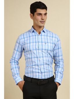 Allen Solly - Men Blue Slim Fit Checks Full Sleeves Formal Shirt