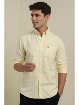 Allen Solly - Men Cream Slim Fit Solid Full Sleeves Casual Shirt