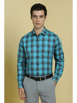 Allen Solly - Men Blue Slim Fit Checks Full Sleeves Formal Shirt