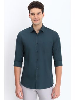 Allen Solly - Men Teal Slim Fit Solid Full Sleeves Casual Shirt