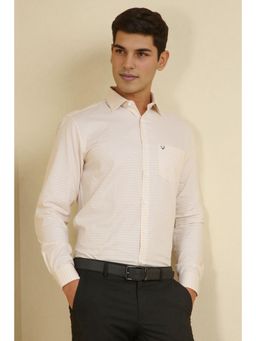 Allen Solly - Men Cream Slim Fit Checks Full Sleeves Formal Shirt