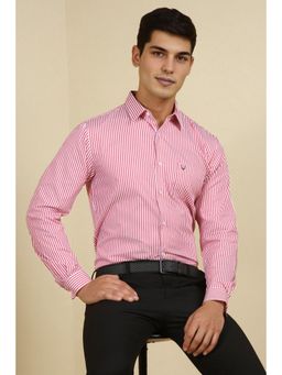 Allen Solly - Men Red Slim Fit Stripes Full Sleeves Formal Shirt