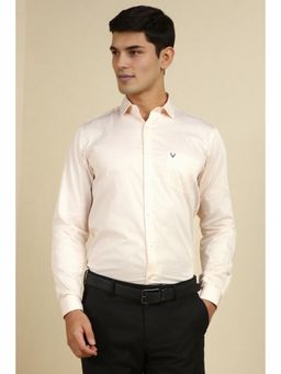 Allen Solly - Men Cream Slim Fit Print Full Sleeves Formal Shirt