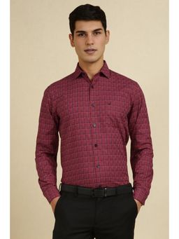 Allen Solly - Men Maroon Slim Fit Print Full Sleeves Formal Shirt
