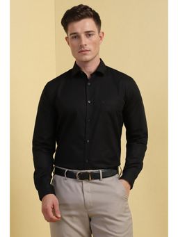 Allen Solly - Men Black Slim Fit Textured Full Sleeves Formal Shirt