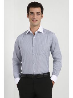 Allen Solly - Men Grey Regular Fit Stripes Full Sleeves Formal Shirt