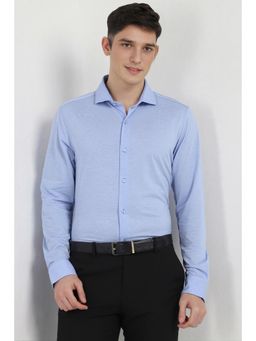 Allen Solly - Men Blue Slim Fit Textured Full Sleeves Formal Shirt