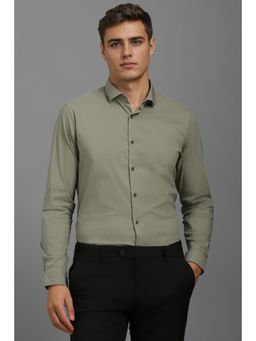 Louis Philippe - Men Olive Super Slim Fit Solid Full Sleeves Casual Shirt