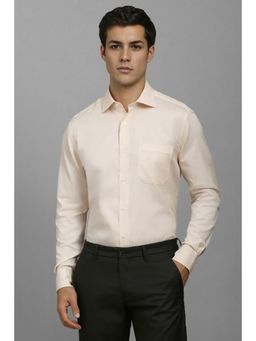 Louis Philippe - Men Beige Classic Fit Textured Full Sleeves Formal Shirt