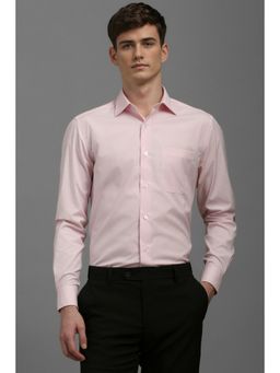 Louis Philippe - Men Pink Classic Fit Solid Full Sleeves Formal Shirt