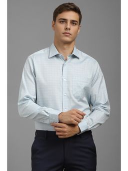 Louis Philippe - Men Light Blue Classic Fit Checks Full Sleeves Formal Shirt