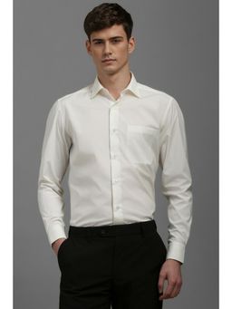 Louis Philippe - Men White Classic Fit Solid Full Sleeves Formal Shirt