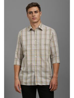 Louis Philippe - Men Grey Classic Fit Checks Full Sleeves Casual Shirt