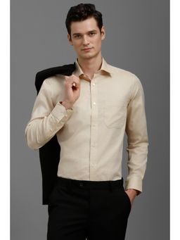 Louis Philippe - Men Beige Classic Fit Textured Full Sleeves Formal Shirt