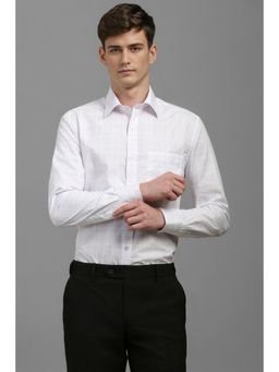 Louis Philippe - Men White Classic Fit Checks Full Sleeves Formal Shirt