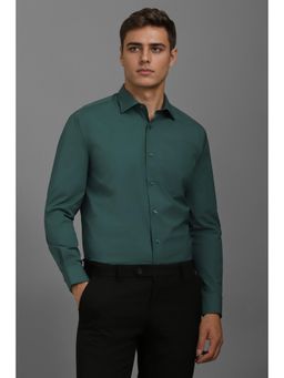 Louis Philippe - Men Green Classic Fit Solid Full Sleeves Formal Shirt