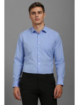 Louis Philippe - Men Blue Slim Fit Solid Full Sleeves Formal Shirt