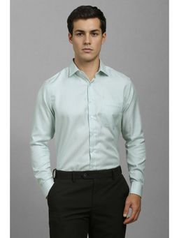 Louis Philippe - Men Green Slim Fit Stripes Full Sleeves Formal Shirt