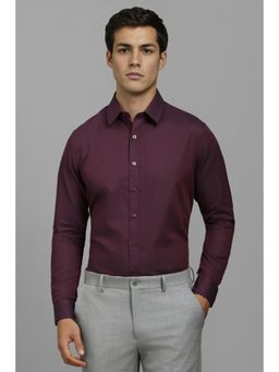Louis Philippe - Men Purple Slim Fit Textured Full Sleeves Formal Shirt