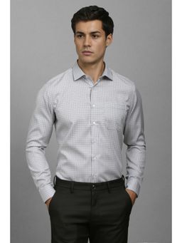 Louis Philippe - Men Grey Slim Fit Checks Full Sleeves Formal Shirt