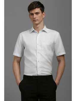 Louis Philippe - Men Grey Classic Fit Checks Half Sleeves Formal Shirt